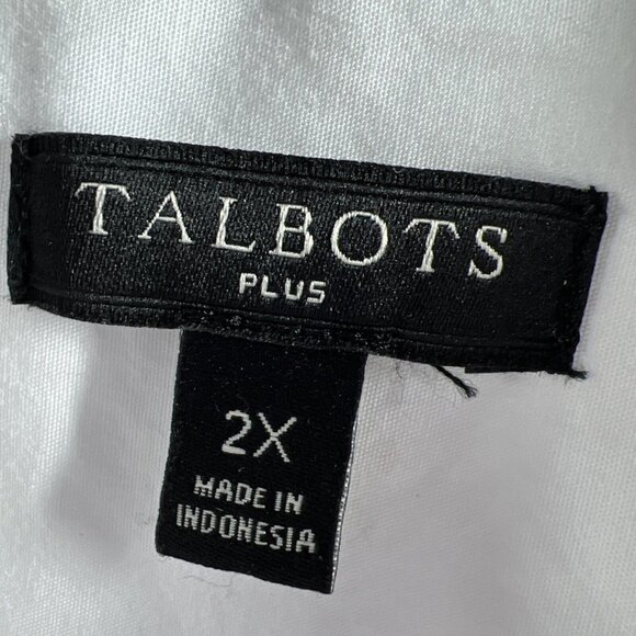 Talbots Women's Top Plus 2X Solid Bright White Button Accents Button Up Tunic - Picture 2 of 12